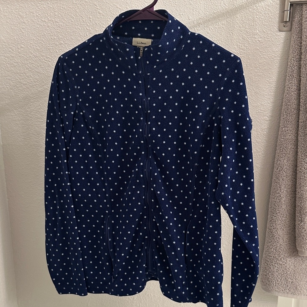 L.L. Bean Blue and White Polka Dot Fleece